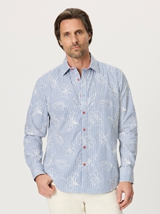 True Blue Darien Long Sleeve Button Down Men Shirt | Robert Graham Long Sleeves Shirts Collection | Sam's Tailoring Fine Men Clothing