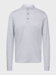 Light Grey Herringbone Jacquard Luxe Long Sleeve Men'S Polo | Emanuel Berg Polos Collection | Sam's Tailoring Fine Men Clothing