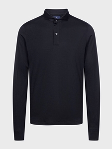 Black Wool Jersey Luxe Long Sleeve Men'S Polo | Emanuel Berg Polos Collection | Sam's Tailoring Fine Men Clothing