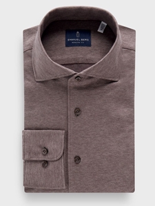 Dark Brown Premium Quality Jersey Knit Men'S Shirt | Emanuel Berg Casual Shirts Collection | Sam's Tailoring Fine Men Clothing