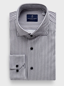 Medium Grey Modern 4 Flex Stretch Knit Shirt | Emanuel Berg Business Shirts Collection | Sam's Tailoring Fine Men Clothing