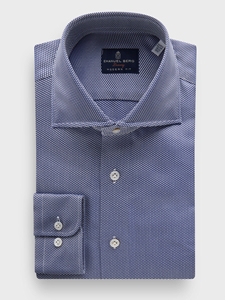 Navy Pattern Cotton Dobby Premium Luxury Dress Shirt | Emanuel Berg Business Shirts Collection | Sam's Tailoring Fine Men Clothing