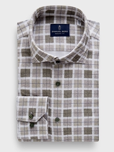 Medium Green Modern 4 Flex Stretch Knit Men's Shirt | Emanuel Berg Casual Shirts Collection | Sam's Tailoring Fine Men Clothing