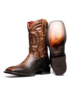 Lisboa Genuine Python Skin Men's Cowboy Boot | Western Boots Collection | Sam's Tailoring Fine Men's Clothing
