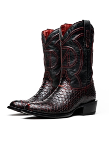 BlackCherry Genuine Python Handcrafted Cowboy Boot | Western Boots Collection | Sam's Tailoring Fine Men's Clothing