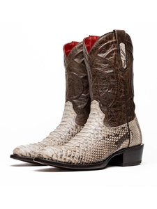 Natural Genuine Python Men's Handcrafted Cowboy Boot | Western Boots Collection | Sam's Tailoring Fine Men's Clothing