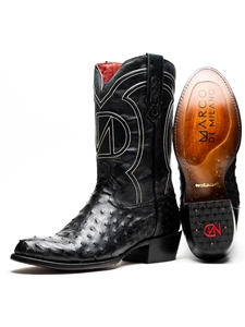 Black Ostrich Skin Vamp Men's Cowboy Boot | Western Boots Collection | Sam's Tailoring Fine Men's Clothing