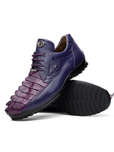 Purple Hornback Caiman & Calf Leather Exotic Sneaker | Marco Di Milano Sneakers Collection | Sam's Tailoring Fine Men's Clothing