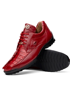 Red Hornback Caiman & Calf Leather Exotic Sneaker | Marco Di Milano Sneakers Collection | Sam's Tailoring Fine Men's Clothing