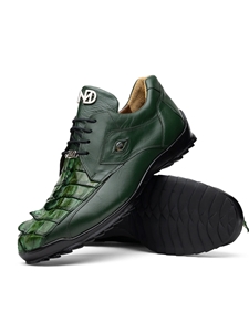 Green Hornback Caiman & Calf Leather Exotic Sneaker | Marco Di Milano Sneakers Collection | Sam's Tailoring Fine Men's Clothing