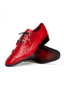 Red Ostrich Quill Lace Up Men's Derby Shoe | Marco Di Milano Lace Up Shoes Collection | Sam's Tailoring Fine Men's Clothing