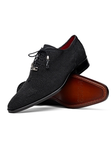 Black Genuine Stingray Men's Exotic Lace-Up Shoe | Marco Di Milano Lace Up Shoes Collection | Sam's Tailoring Fine Men's Clothing