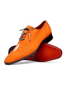 Orange Genuine Stingray Men's Exotic Lace-Up Shoe | Marco Di Milano Lace Up Shoes Collection | Sam's Tailoring Fine Men's Clothing