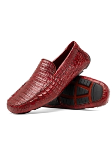 Wine Genuine Caiman Slip-on Driving Men's Loafer | Marco Di Milano Loafer Collection | Sam's Tailoring Fine Men's Clothing