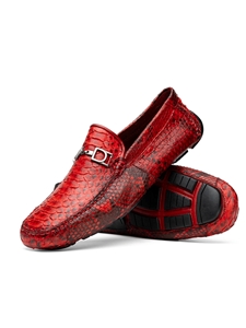Red Python Original Skin Exotic Driver Loafer | Marco Di Milano Loafer Collection | Sam's Tailoring Fine Men's Clothing