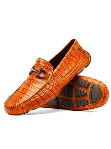 Brandy Genuine Caiman Belly Slip-on Bit Driving Loafer | Marco Di Milano Loafer Collection | Sam's Tailoring Fine Men's Clothing