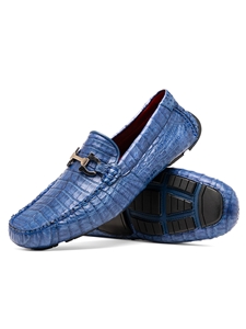 Blue Jeans Genuine Caiman Belly Slip-on Driving Loafer | Marco Di Milano Loafer Collection | Sam's Tailoring Fine Men's Clothing