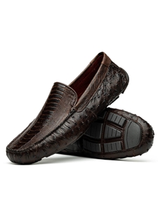 Kango Tabac Genuine Ostrich & Leg Exotic Driver Loafer | Marco Di Milano Loafer Collection | Sam's Tailoring Fine Men's Clothing