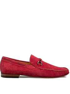 Red Tarraco Perf Suede Men's Casual Moccasin | Mezlan Slip On Shoes Collection | Sam's Tailoring Fine Men's Clothing