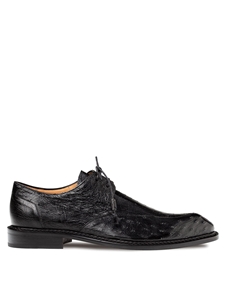 Black Cerler Ostrich Split Toe Men's Exotic Derby Shoe | Mezlan Lace Up Shoes Collection | Sam's Tailoring Fine Men's Clothing