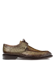 Olive Cerler Ostrich Split Toe Men's Exotic Derby Shoe | Mezlan Lace Up Shoes Collection | Sam's Tailoring Fine Men's Clothing