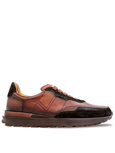 Brown/ Dark Cognac Notting Suede/Calf Men's Sneaker | Mezlan Casual Shoes Collection | Sam's Tailoring Fine Men's Clothing
