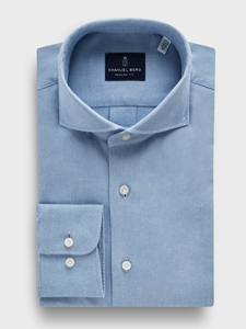 Light Blue Cotton Luxe Flannel Twill Casual Sartorial Men'S Shirt | Emanuel Berg Casual Shirts Collection | Sam's Tailoring Fine Men Clothing