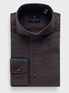 Grey Cotton Luxe Flannel Twill Casual Sartorial Men Shirt | Emanuel Berg Casual Shirts Collection | Sam's Tailoring Fine Men Clothing