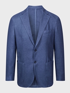Dark Blue Wool / Cashmere Twill 2-Button D-Constructed Soft Jacket  | Emanuel Berg Jackets Collection | Sam's Tailoring Fine Men Clothing