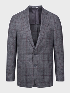 Charcoal Wool Checked Twill 2-Button D-Constructed Soft Jacket  | Emanuel Berg Jackets Collection | Sam's Tailoring Fine Men Clothing