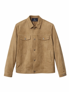 Beige Performance Ultra Suede Jean Men Jacket  | Emanuel Berg Jackets Collection | Sam's Tailoring Fine Men Clothing