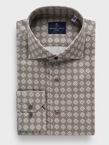 Foulard Pattern Cotton Twill Premium Luxury Yoga Dress Shirt | Emanuel Berg Business Shirts Collection | Sam's Tailoring Fine Men Clothing