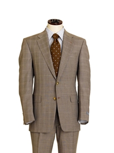 Hickey Freeman Tailored Clothing Tan Plaid Suit 001305031 - Suits | Sam's Tailoring Fine Men's Clothing