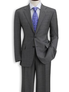 Hickey Freeman Tailored Clothing Grey Windowpane Suit 091305013 - Suits | Sam's Tailoring Fine Men's Clothing