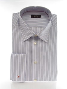 Double Cuffs: Blue and White Stripes Double Cuff Shirt - Eton of Sweden  |  SamsTailoring Clothing