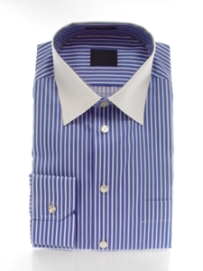 Classic Fit: Blue and White Single Cuff Shirt - Eton of Sweden  |  SamsTailoring Clothing