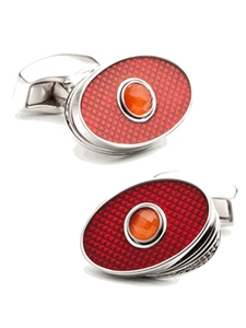 Tateossian London Red Spin Oval Cufflinks CL0462 - Cufflinks | Sam's Tailoring Fine Men's Clothing