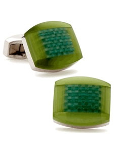 Tateossian London Green Cat's Eye Checker Cufflinks CL0064 - Cufflinks | Sam's Tailoring Fine Men's Clothing