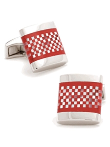 Tateossian Lonndon Coral Checker Square Cufflinks CUF0023 - Cufflinks |  Sam's Tailoring Fine Men's Clothing