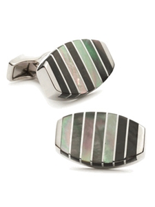 Tateossian London Black Mother of Pearl Stripe Cufflinks CUF-0206 - Cufflinks | Sam's Tailoring Fine Men's Clothing