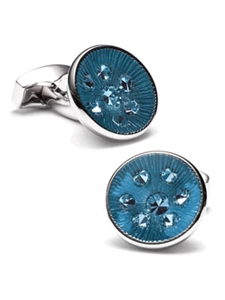 Tateossian London Blue Kaleidoscope Round Cufflinks BTS-9757 - Cufflinks | Sam's Tailoring Fine Men's Clothing