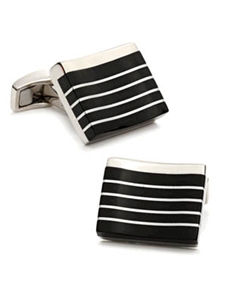 Tateossian London Rectangular Onyx Stripe Cufflinks CUF-0192 - Cufflinks | Sam's Tailoring Fine Men's Clothing