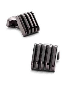 Tateossian London Ribbed Square Black Cufflinks CUF0884 - Cufflinks | Sam's Tailoring Fine Men's Clorthing