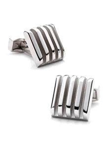 Tateossian London Ribbed Silver Square Cufflinks CUF0882 - Cufflinks | Sam's Tailoring Fine Men's Clothing