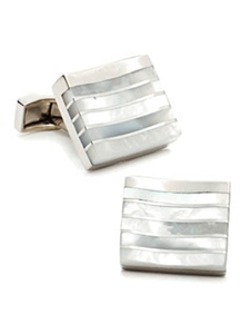 Tateossian London Rectangular MOP Stripe Cufflinks CUF-0193 - Cufflinks | Sam's Tailoring Fine Men's Clothing