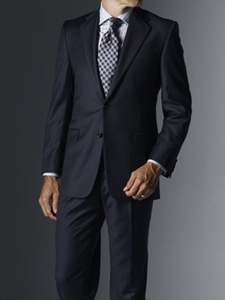 Hickey Freeman Tailored Clothing Navy Blue Stripe Suit 005305016104 - Suits | Sam's Tailoring Fine Men's Clothing