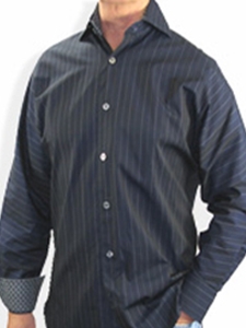 XMI Midnight Navy Stripe N7869 - Sport Shirts | Sam's Tailoring Fine Men's Clothing