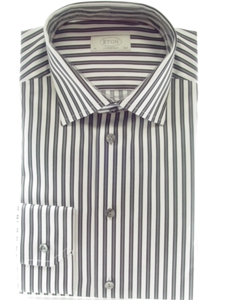 Contemporary Fit: Grey and White Stripes Single Cuff Shirt - Eton of Sweden  |  SamsTailoring Clothing