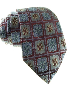 XMI Platinum Maroon Medallion Tie A09715-MAROON - Neckwear | Sam's Tailoring Fine Men's Clothing