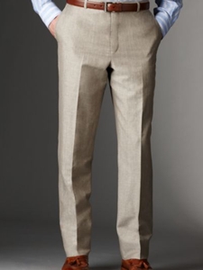 Hickey Freeman Tailored Clothing Modern Mahogany Collection Taupe Wool/Linen Flat Front Trousers A7511605006 - Trousers or Pants |  Sam's Tailoring Fine Men's Clothing